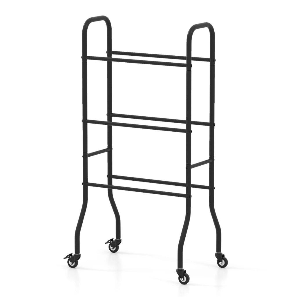Porta palloni da basket a 3 livelli supporto per palle da garage con 4 ruote universali, Porta struttura metallica-Ricreazione outdoor