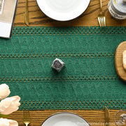 Tavolo da pranzo bohemien tessuto verde scuro 30x183 cm