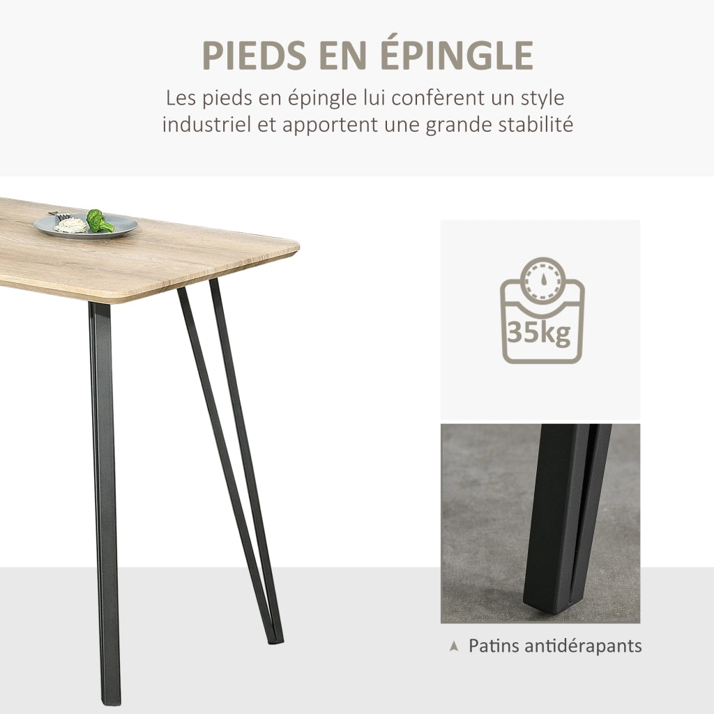Tavolo da pranzo design industriale ¨C zephmum ¨C MDF effetto quercia chiaro, gambe metallo nero, 120x60x75 cm