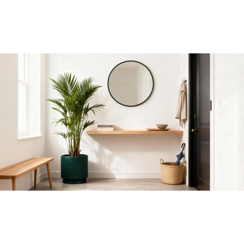 Vaso moderno di design Ø40 H36 in polimero verde lago resistente per interno ed esterno - Made in Italy - Monacis