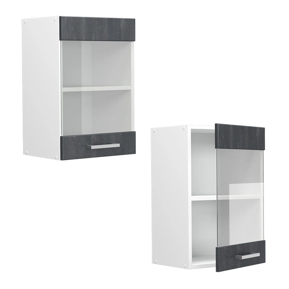 Vicco Mobile da cucina in vetro Calcestruzzo nero 40 cm