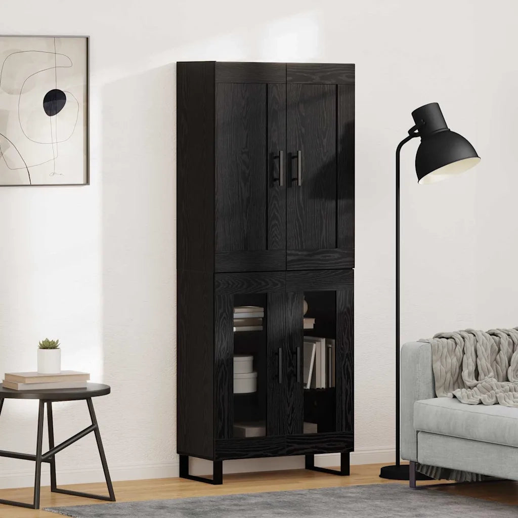 Credenza Rovere Nero 69,5 x 34 x 180 cm Legno multistrato