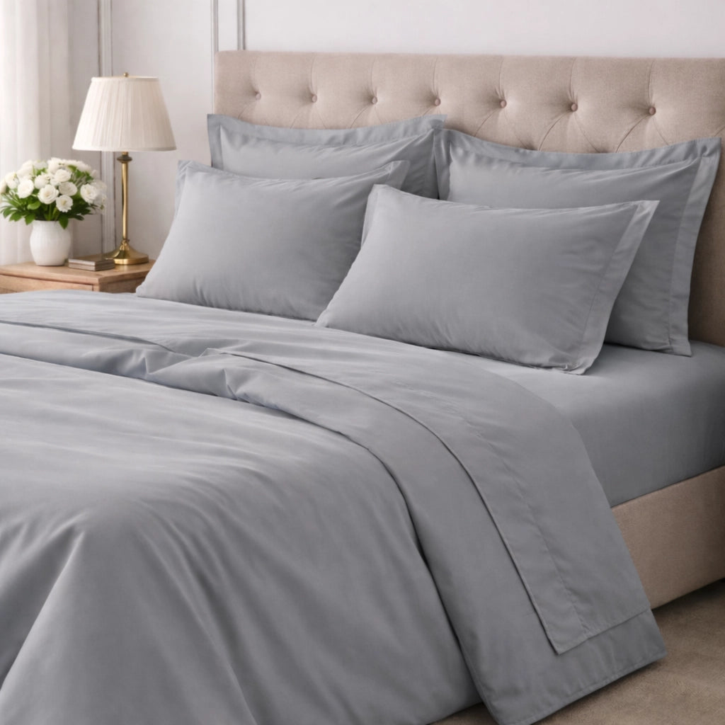 Rotihamo, set Completo Letto Singolo in Cotone, Grigio Pietra