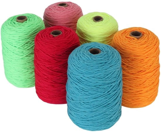 Seta a Tappeto 6 Rulli - Senza Peli - Colore Fluorescente - 437 Metri - Cotone/Poliester - Adatto per Tappeti - Filo per Tappeti