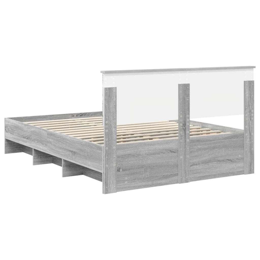 Struttura del letto con testiera Grigio Sonoma 140 x 200 cm