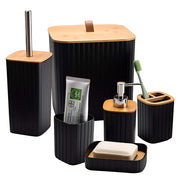 Set di accessori da bagno a 6 pezzi Cestino Dispenser di sapone Nero Avizar