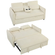 3 in 1 Divano Letto 2 Posti con Schienale Regolabile in 3 Posizioni con 2 Cuscini. in Ciniglia. Beige