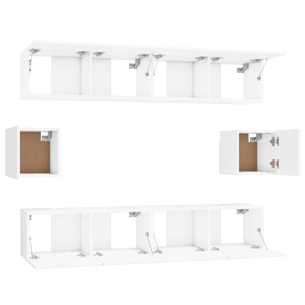 Set di mobili da 6 pezzi tra cui armadio credenza mobile TV televisore per soggiorno camera da letto salotto legno ingegnerizzato bianco 02_0025012
