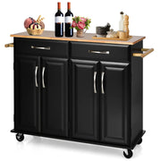 Carrello da cucina su ruote 122 x 48 x 93 cm con 2 cassetti e 2 mobili moderni in legno nero 20_0018846