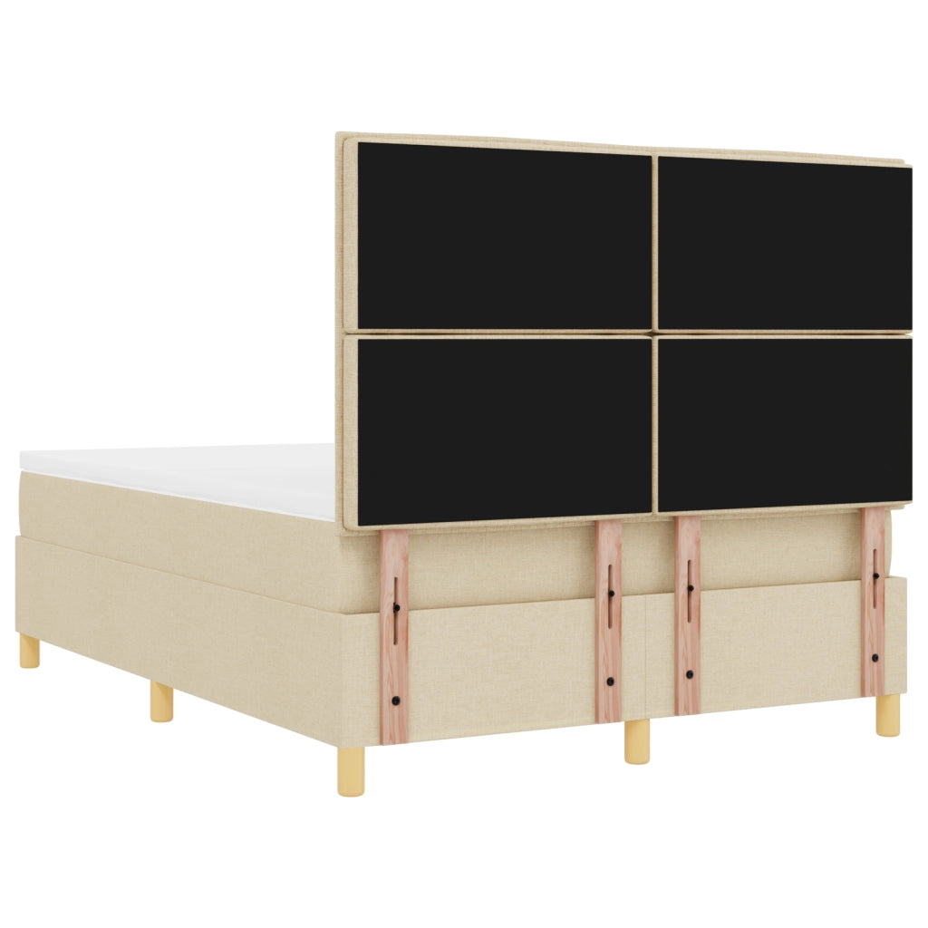 Letto Rete a Molla e Materasso Crema 140x190 cm in Tessuto