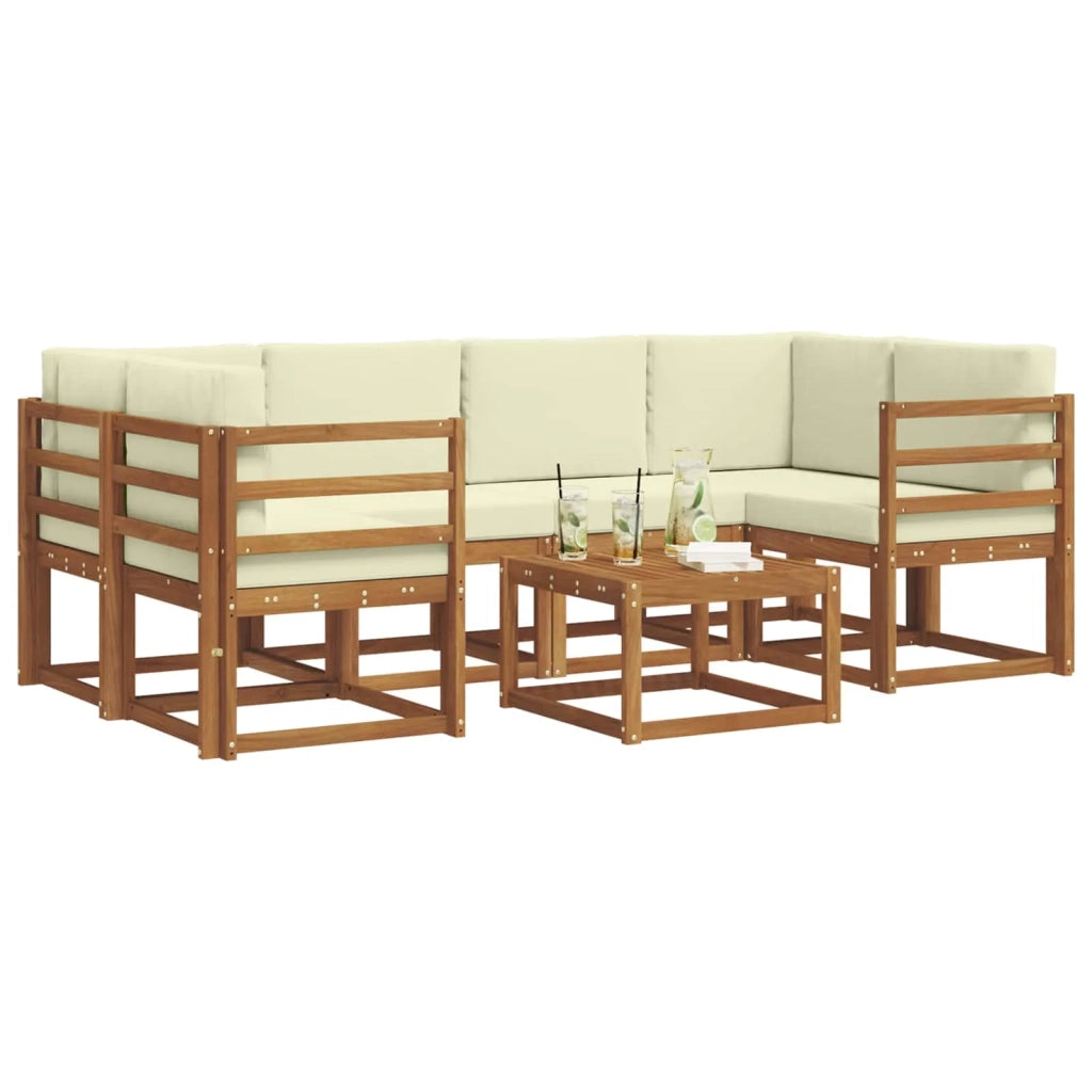 Set di divani da esterno con cuscino 7 pcs Naturale e Crema