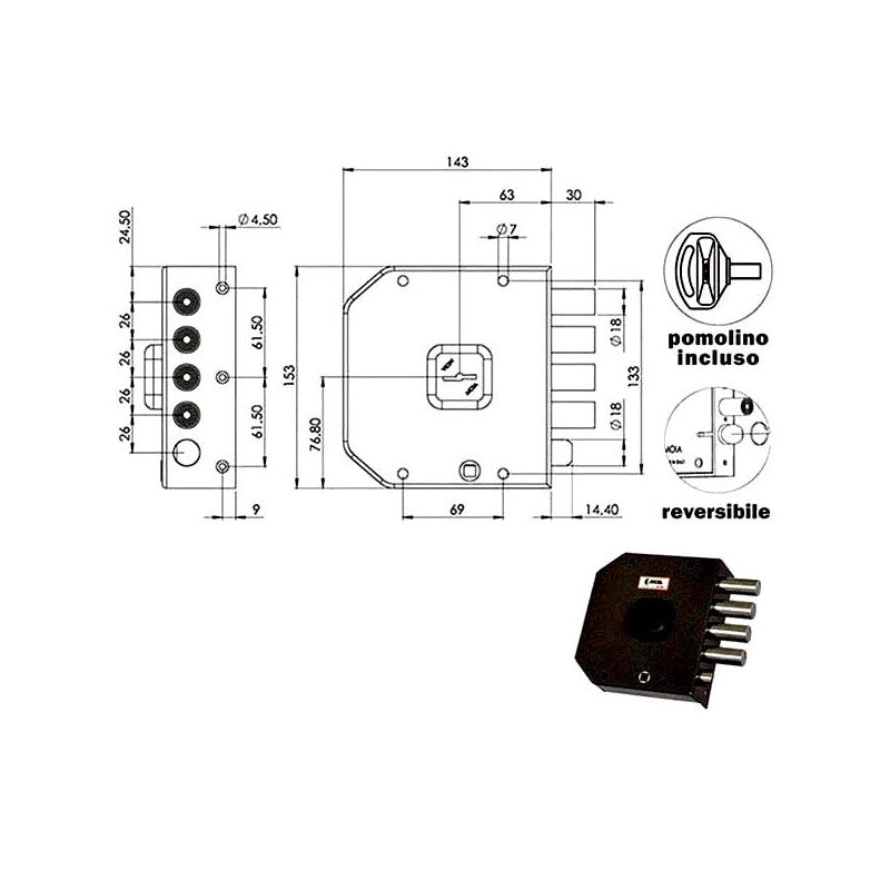 Serratura Sic.Semplice Sx Dm A412 Moia