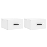 Set di 2 Comodini | Armadio da Notte | Mobiletto da notte a Muro Bianchi 35x35x20 cm