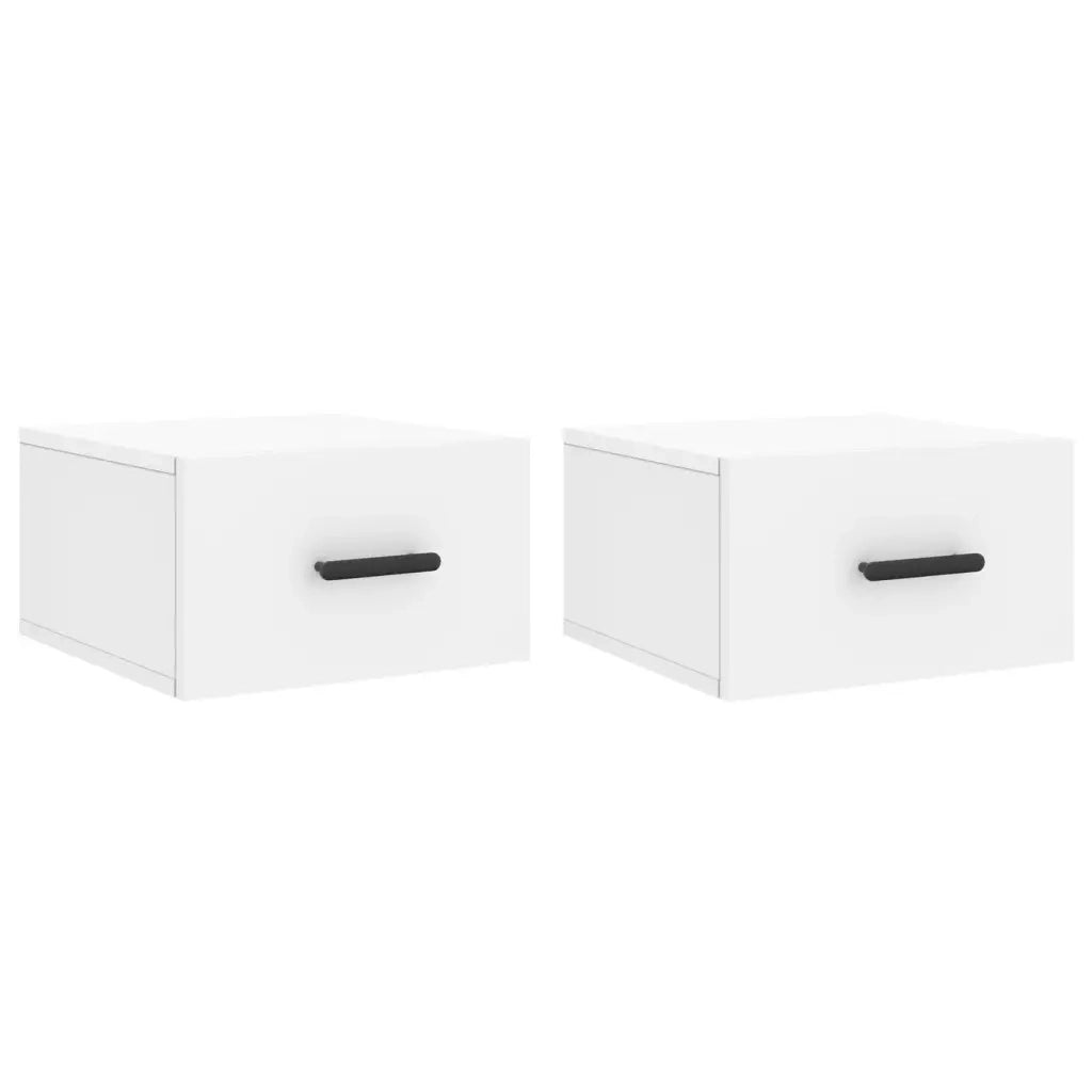 Set di 2 Comodini | Armadio da Notte | Mobiletto da notte a Muro Bianchi 35x35x20 cm