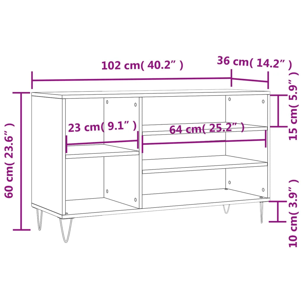 Scarpiera | Mobile per scarpe Grigio Sonoma 102x36x60 cm in Legno Multistrato