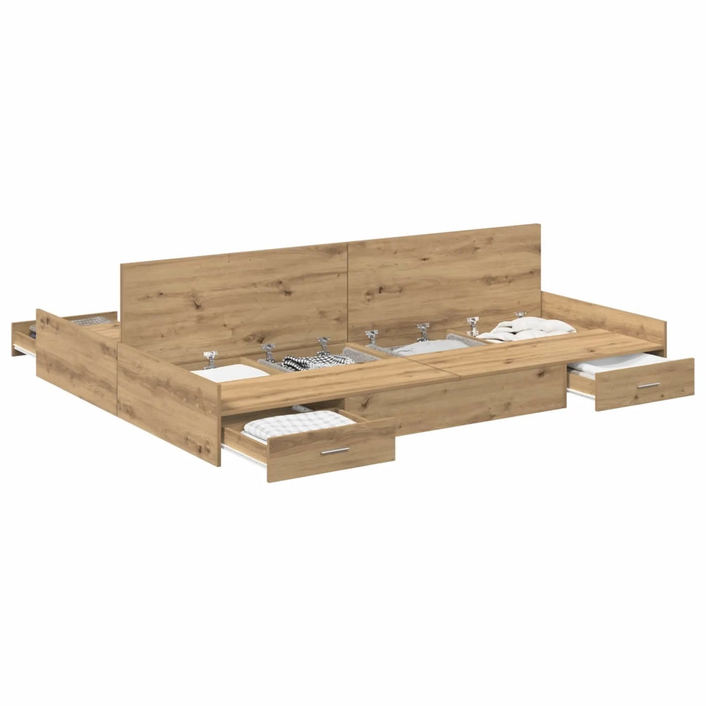 Struttura letto con contenitore Rovere artigianale 150 x 200 cm 3335292