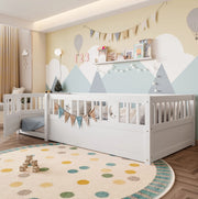Letto per bambini 90x190 cm con sponde di sicurezza e decorazioni stella e luna; bianco
