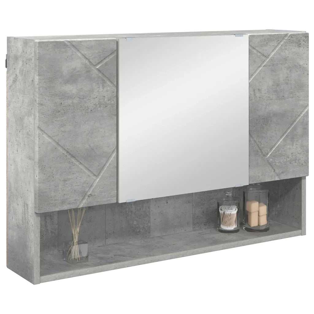 Mobiletto per specchio con porta-Armadietto a Specchio da Bagno Grigio cemento 80 x 17 x 55 cm