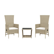 Set da Pranzo da Giardino 3 pz | Set Salotto da Giardino con Cuscini Beige in Polyrattan