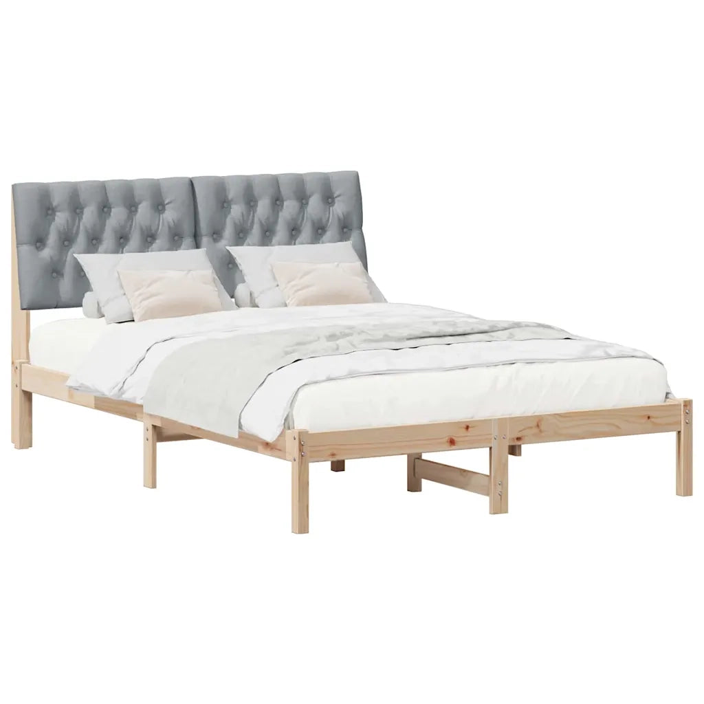 Letto con Testiera Rivestita-Struttura Letto con Testiera Marrone 135 x 190 cm 468818