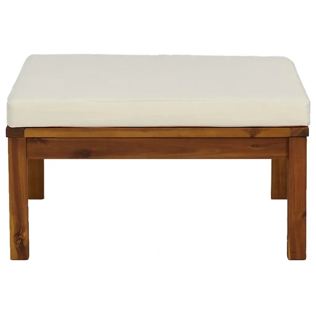 Sedia da giardino-Poggiapiedi con Cuscino Bianco Crema in Massello d'Acacia 200700