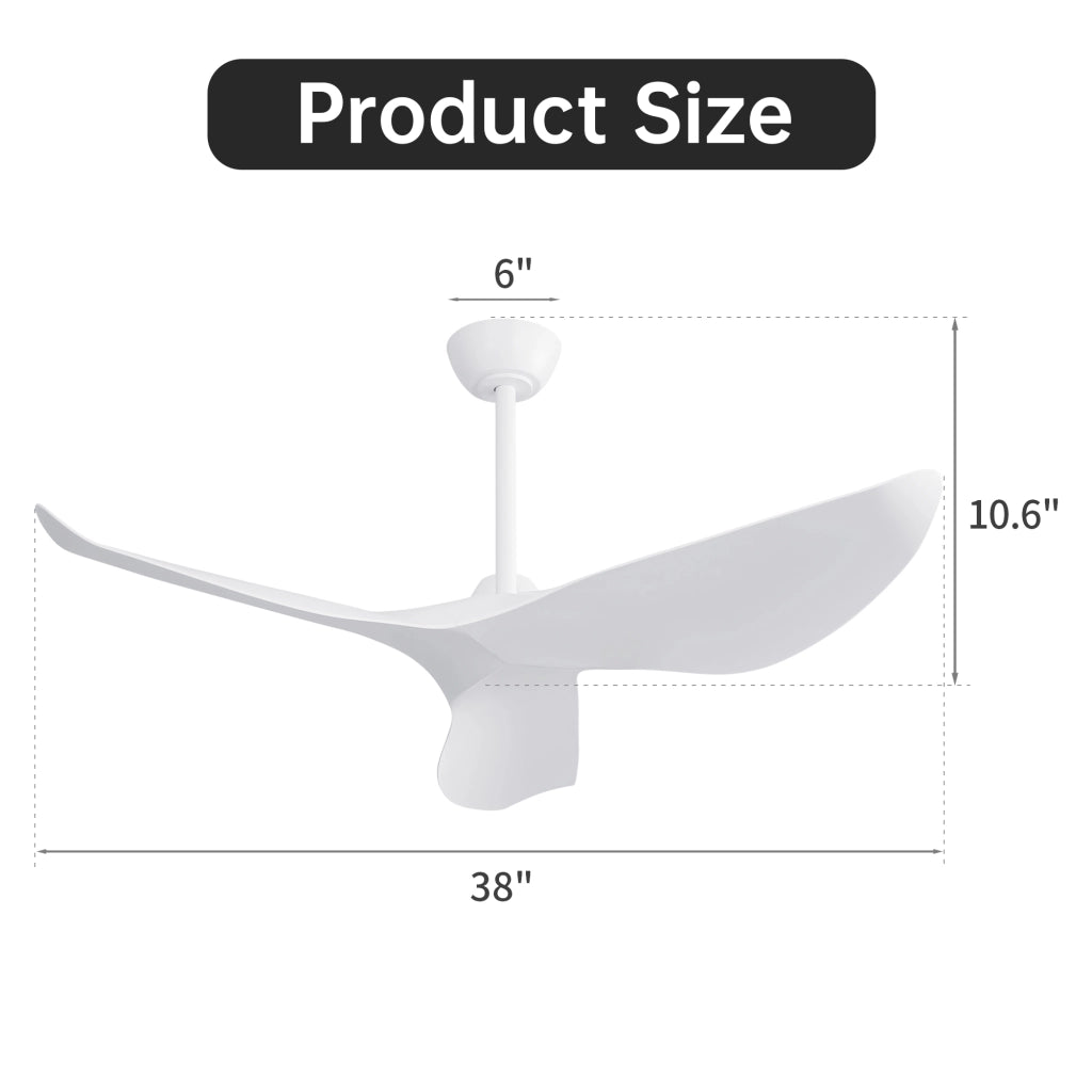 Ventilatore da soffitto 38 pollici ¨C Minimal ¨C senza illuminazione, con motore DC e telecomando, uso interno/esterno
