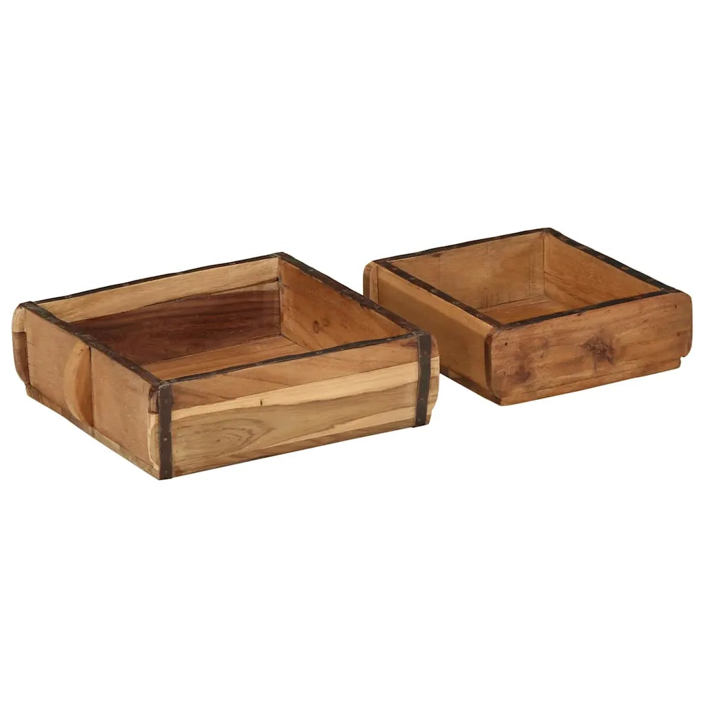 Vassoio 2 pcs Marrone 29 x 31 x 10 cm Legno Recuperato Massello 4019614