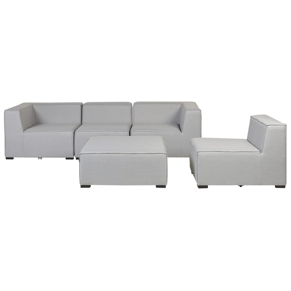 Set divano modulare 4 posti con pouf rivestimento in tessuto grigio salotto da giardino ottomana