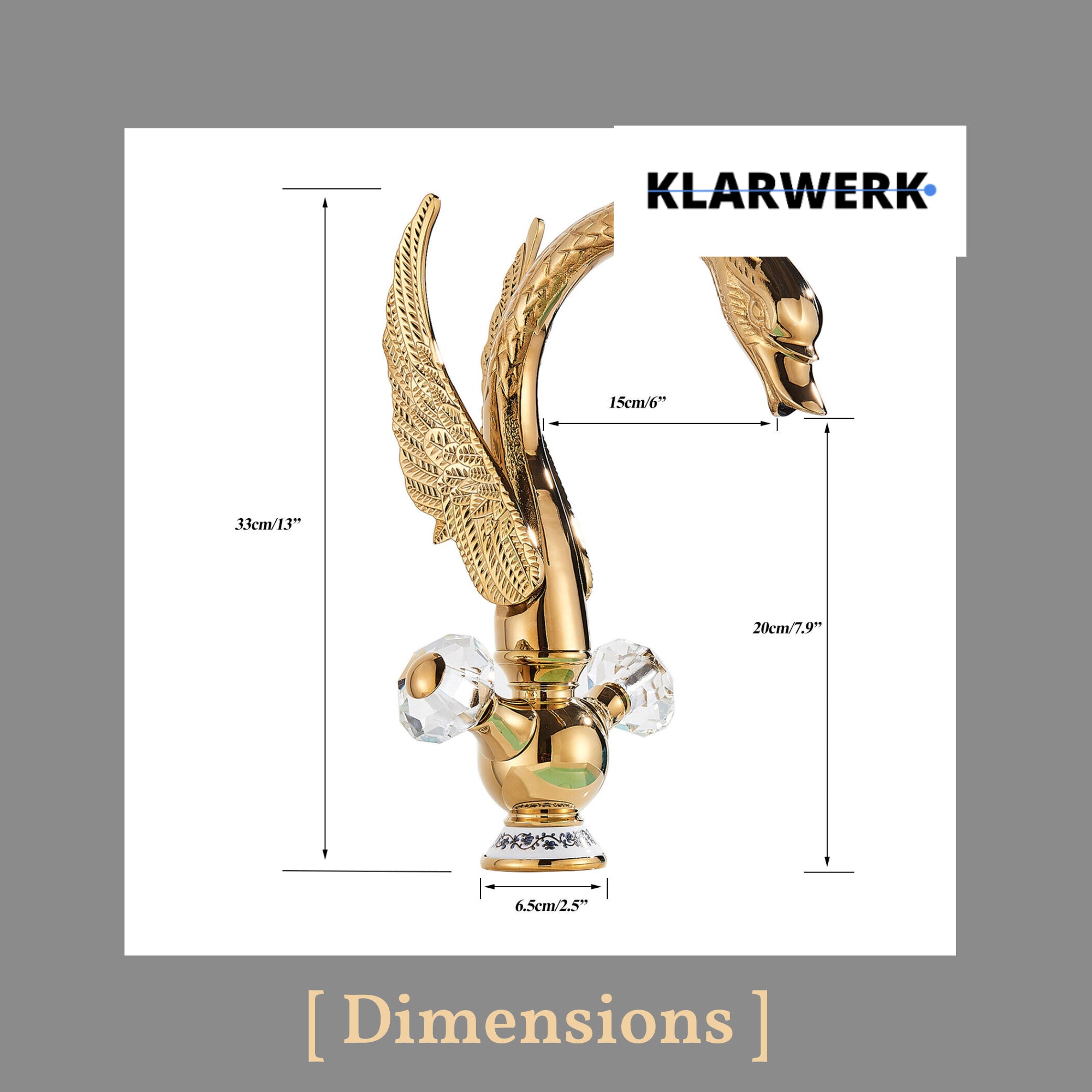 ADRIAN| Rubinetto per bagno grande di design in acciaio inossidabile aspetto cigno di lusso dorato |Miscelatore alto per lavabo independente