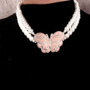 Collana di perle e farfalle fatta a mano con perline - Lunghezza regolabile