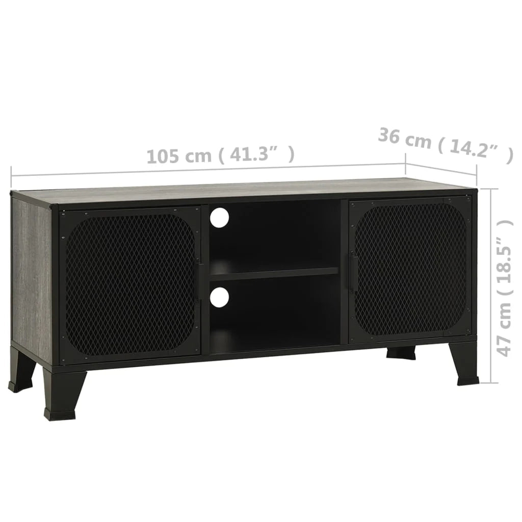 Mobile TV multimediale scaffale TV mobile TV sala da pranzo soggiorno camera da letto 105 x 36 x 47 cm metallo e MDF grigio 02_0025695