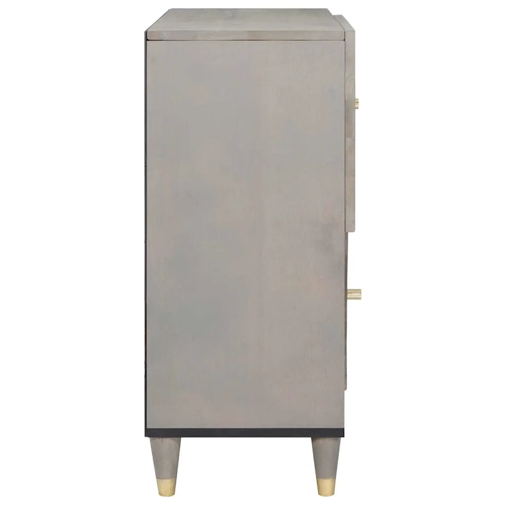 Credenza | Madia | Buffet da pranzo | Armadio da pranzo Grigio e Oro 80 x 33 x 75 cm Legno di mango massello