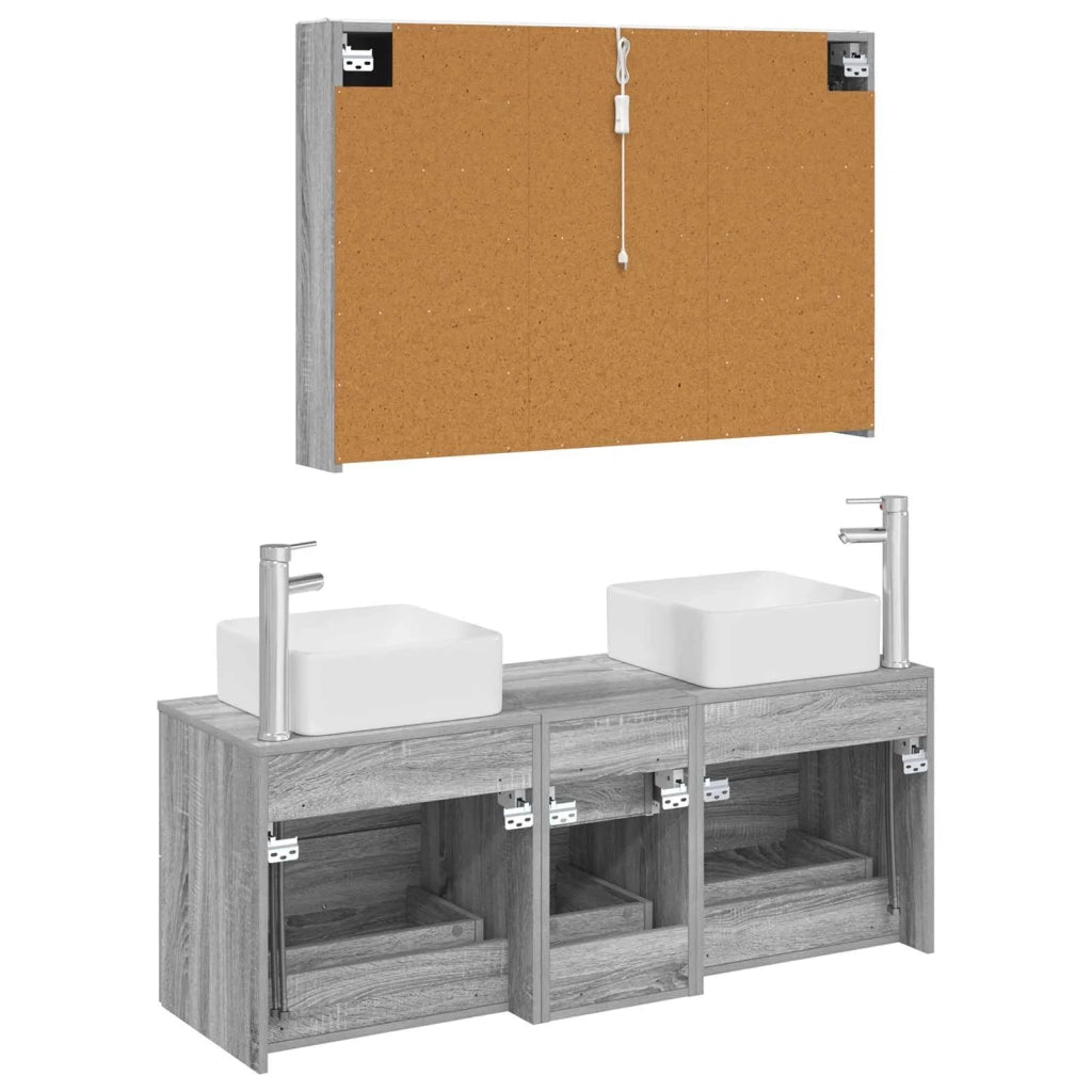 Set di mobili per il bagno 4 pcs Sonoma grigio 3406788