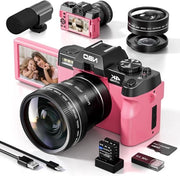 Camera vlogging 4K 48 MP per YouTube con microfono e maniglia per stativo - videocamera obj-S100-Pro-PK-WM-EU-2408 per campeggiatori principianti