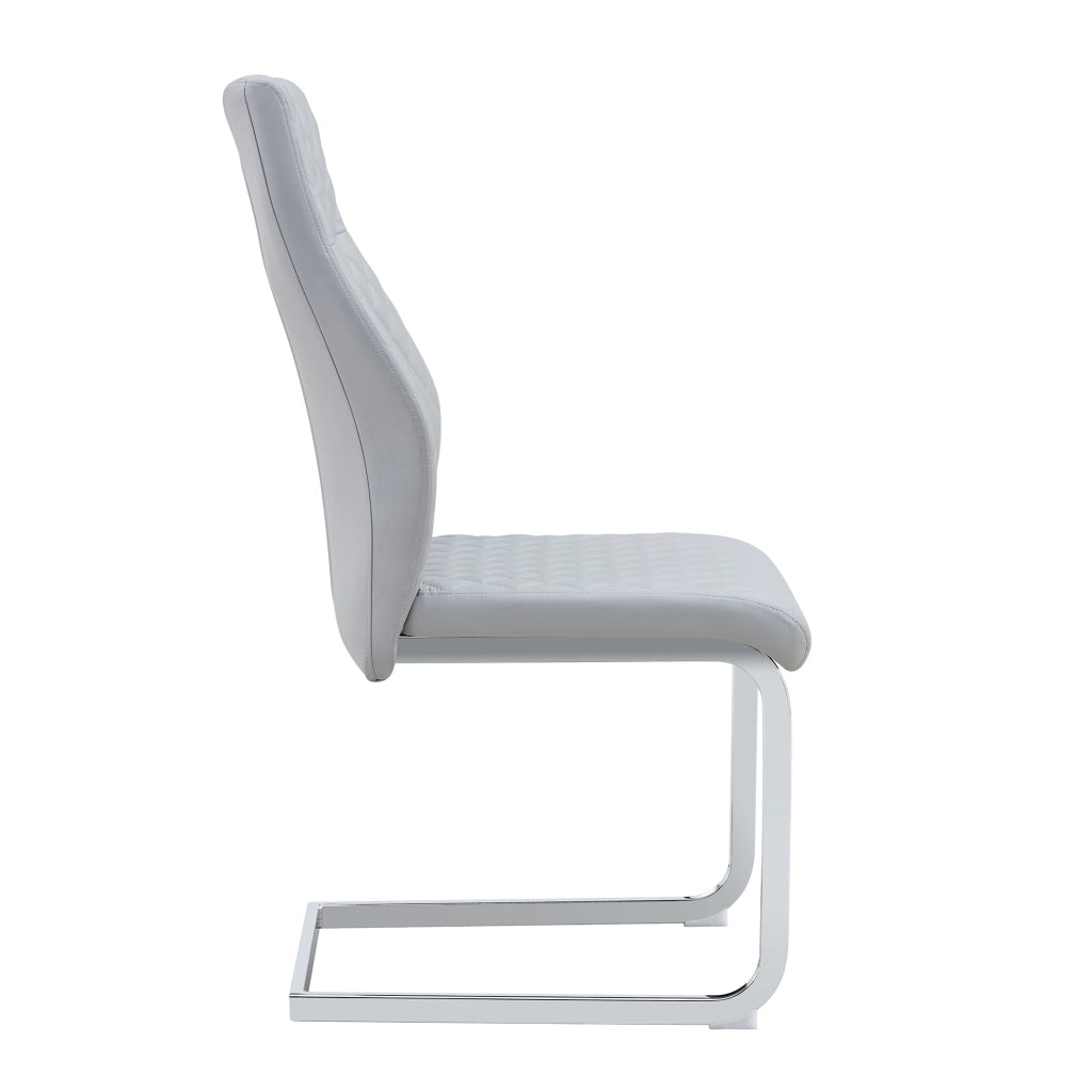 Sedia da sala da pranzo set da 2 con schienale alto e cuscino; in PU; grigio chiaro 71.5 × 46.5 × 46 cm