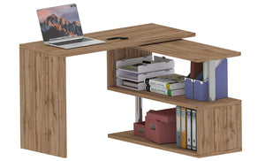 Scrivania con Gamba ad S Girevole 120/65x50x75 cm Volta Quercia Wotan