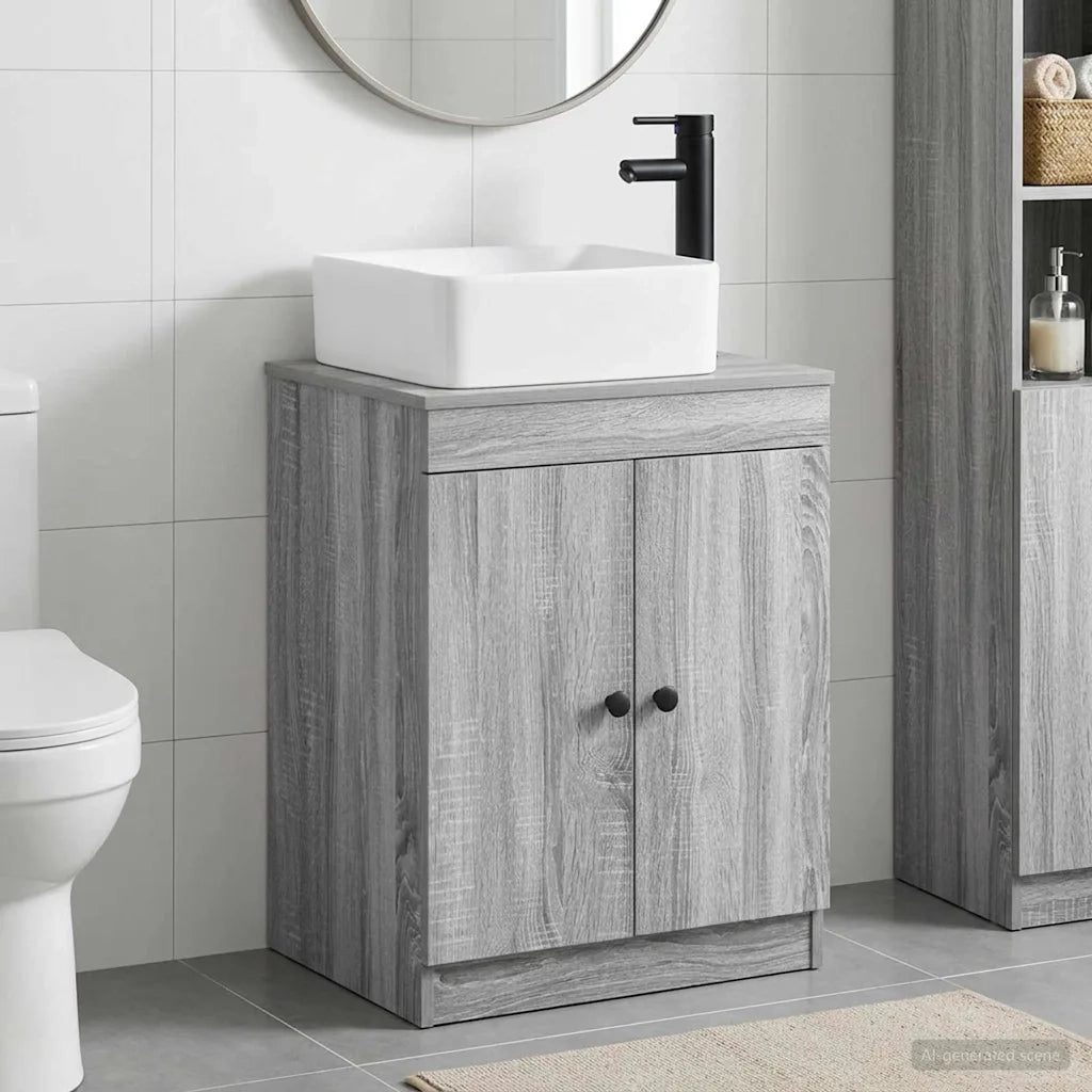 Set di mobili per il bagno Sonoma grigio Legno ingegnerizzato 3404237