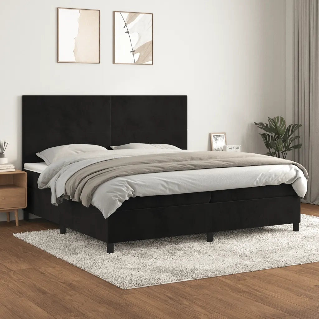 Giroletto a Molle con Materasso Nero 200x200 cm in Velluto cod mxl 61304