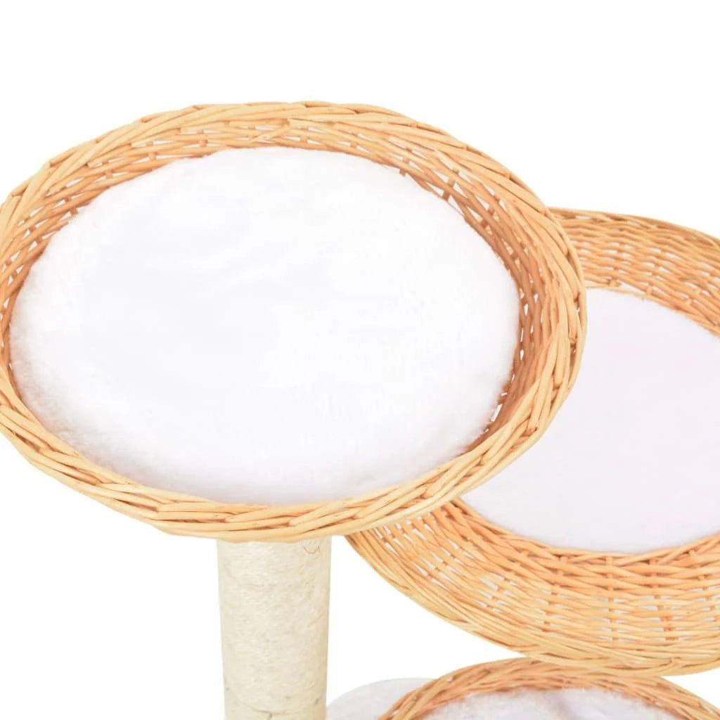 Tiragraffi albero per gatti cuccia per gatti giocattolo peluche in sisal naturale e legno di salice 3702248