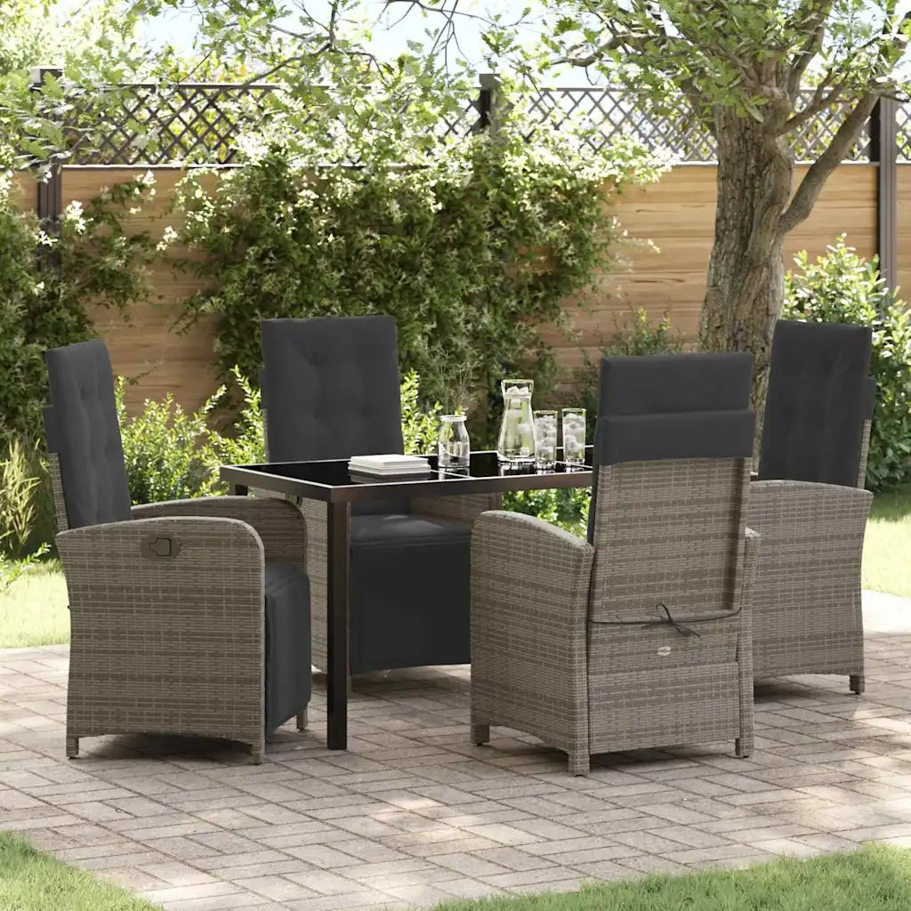 Set da Pranzo per Giardino con cuscino 5 pcs Grigio polyrattan 3380325