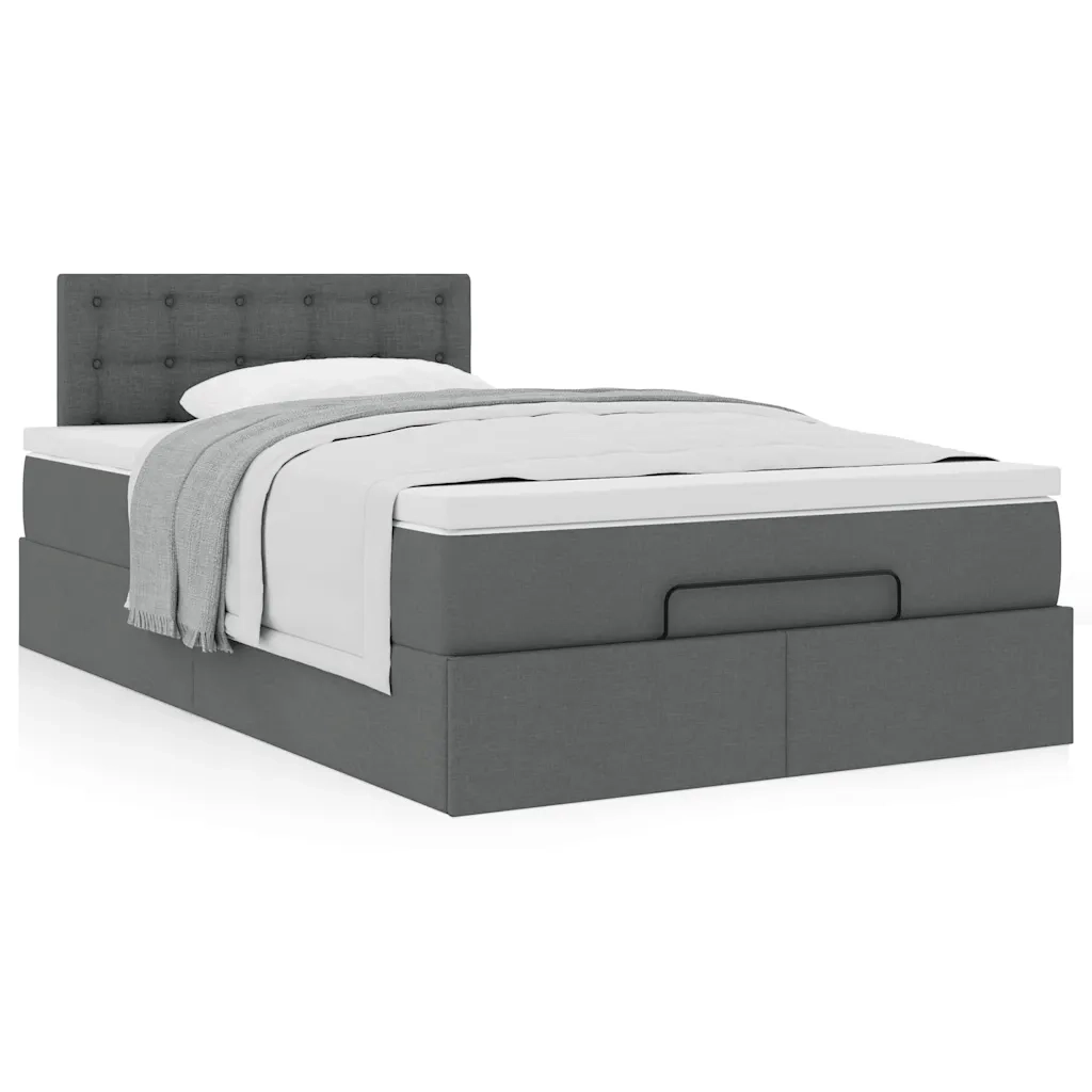 Pouf Letto con Materasso Grigio Scuro 120x200 cm in Tessuto 3311616