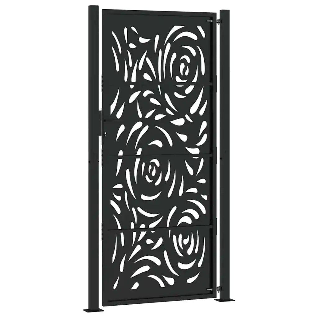 Cancello da giardino nero 100x200 cm in acciaio design fiamma 4100993