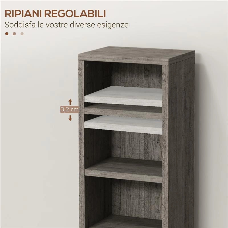 SET DI 2 SCAFFALI PORTA CD CON MENSOLE REGOLABILI PER 204 CD 21X22.5X88.5 CM GRIGIO