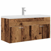 Mobiletto da bagno sospeso dal design moderno 100 x 38 x 46 cm contenitore resistente in legno anticato 02_0056319