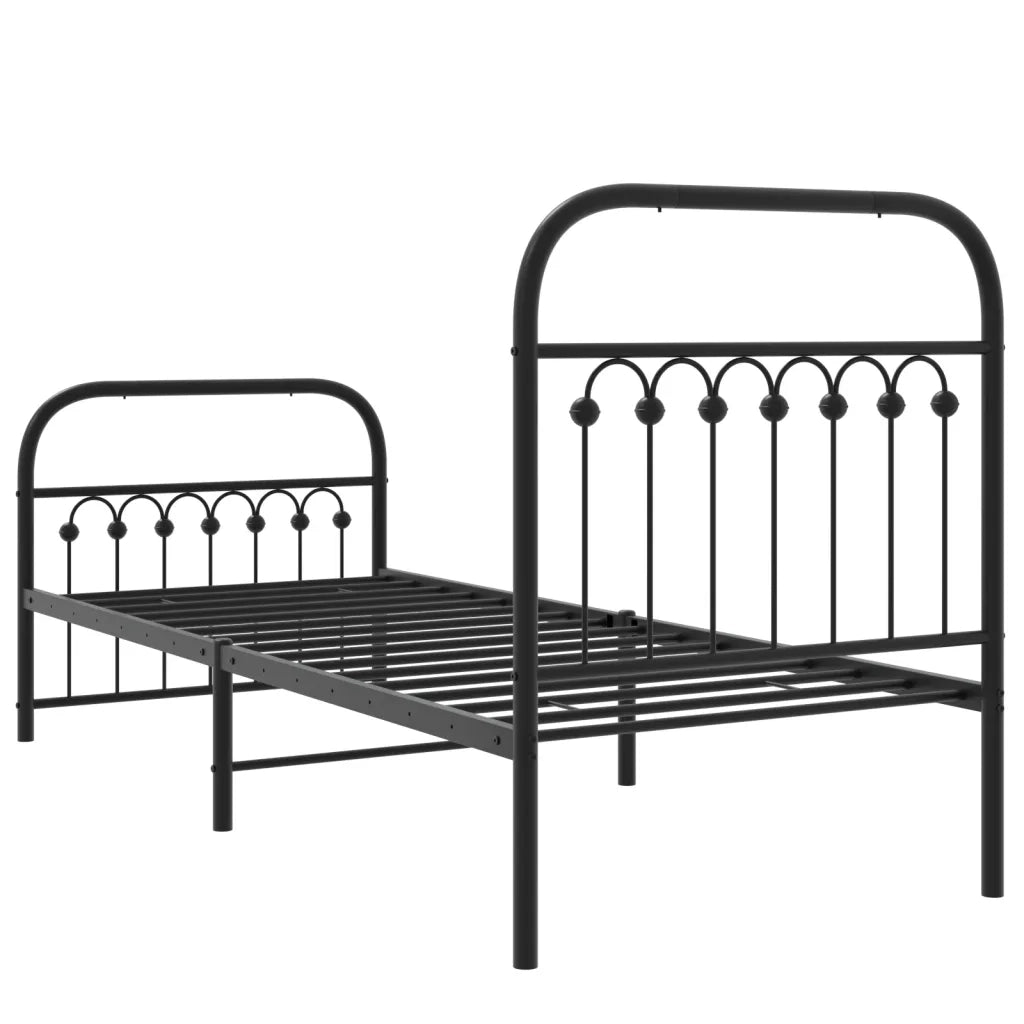 Giroletto con Testiera e Pediera Metallo Nero 75x190 cm