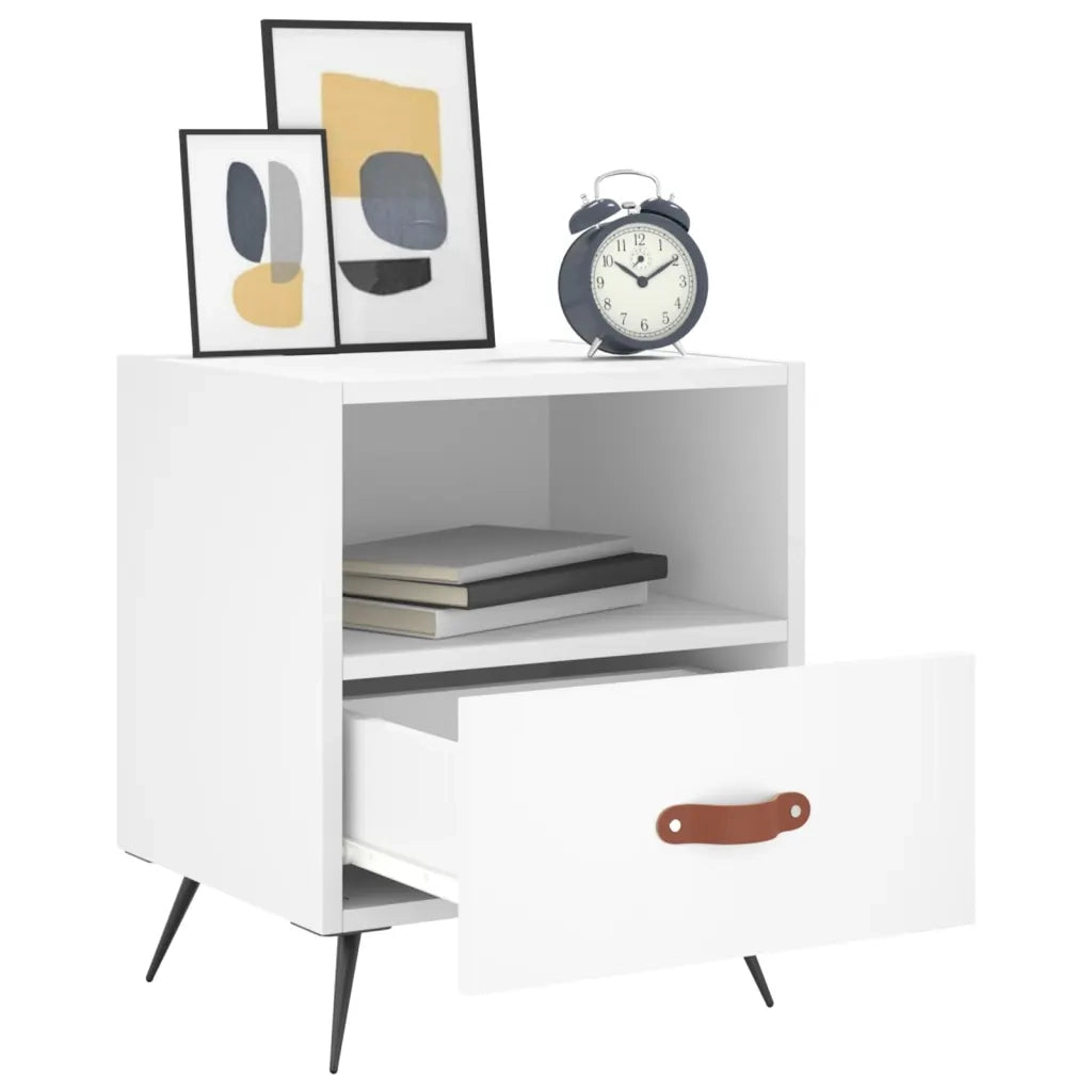 Comodino Bianco 40x35x47,5 cm in Legno Multistrato 827372