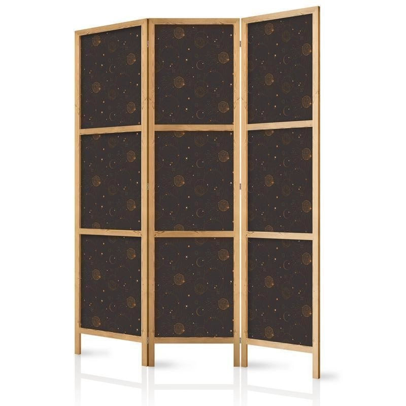 Paravento giapponese - Night Sky - Artistic Composition of Suns and Planets on a Black Background Larghezza x Altezza Decor: 135x172