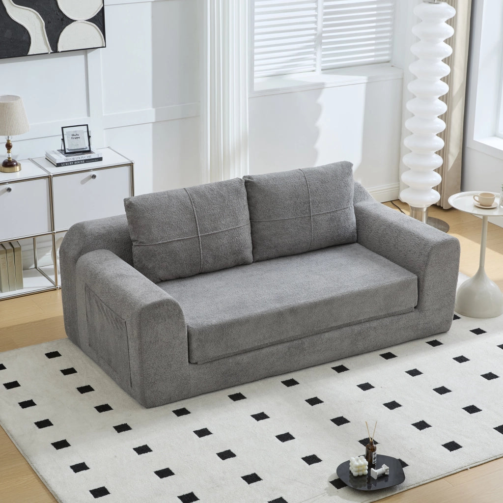 DIVANO LETTO Pieghevole 179x95x79 cm Tessuto Grigio Scuro