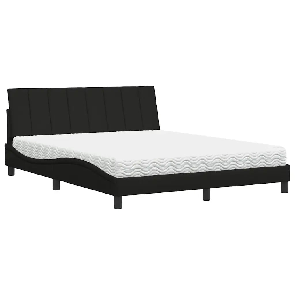 Letto con Materasso Hanko Nero 160x200 cm in Tessuto 3310540
