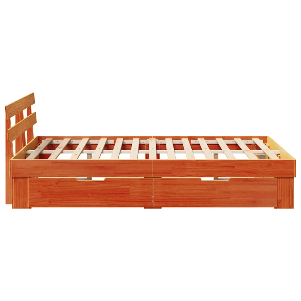 vidaXL Struttura del letto Marrone 135 x 190 cm Legno di pino massello